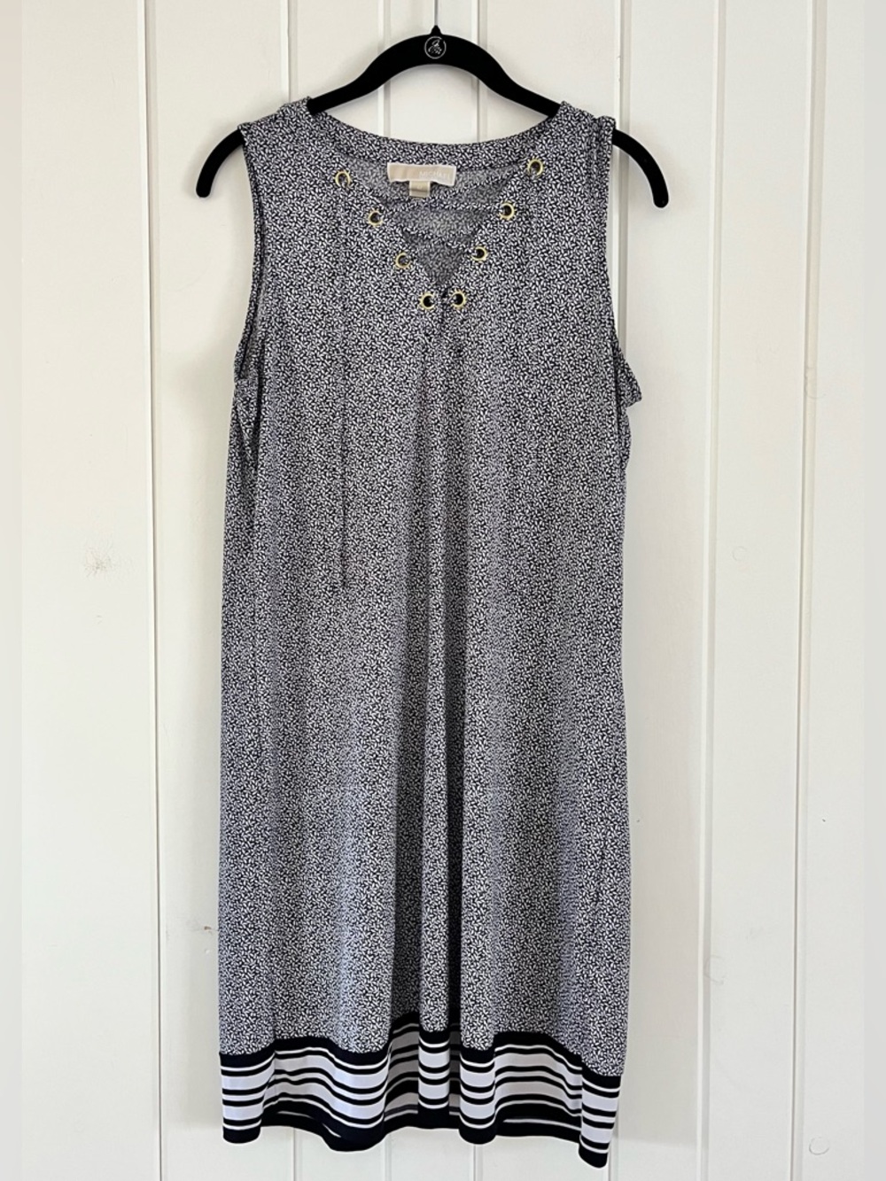 Michael Kors Black and White Lace-Up Midi Dress, Sz M (P2P 18”)